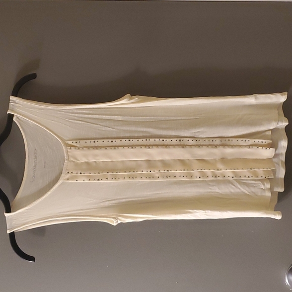 Calvin Klein Studded Pleated Tank Top Cream Color Woman's Size Small - Picture 2 of 6